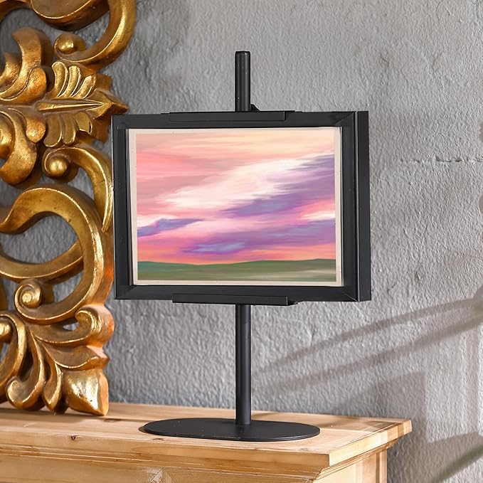 Easel Stand for Pictures, Adjustable Tabletop Easel for Picture Frame up to 17.5" H, Black Metal Easels Display Stands, Height Adjustable Table Art Painting Holder Easels, Suitable for Home Events