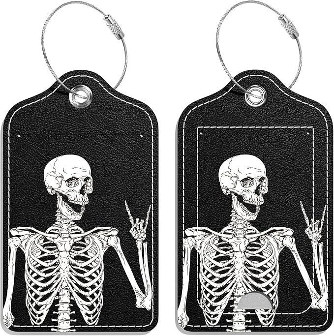 Luggage Tags for Suitcase, 2 Pack PU Leather Travel Cruise Luggage Tag with Privacy Flap, Name ID Label and Metal Loop for Women Men Girls Suitcase Baggage Bag Backpack, Stay Optimistic