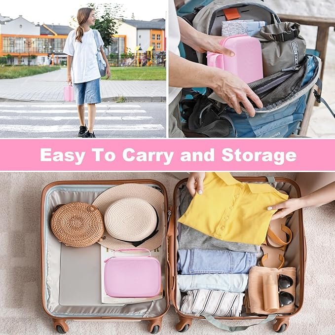 Hikkon Camera Case Compatible for ESOXOFFORE/Upgrade/Dylanto/Yehtta/HiMont/CAMCLID Kids Instant Print Camera Toy,Portable Digital Camera Storage Holder Organizer Bag (Case Only) - Pink