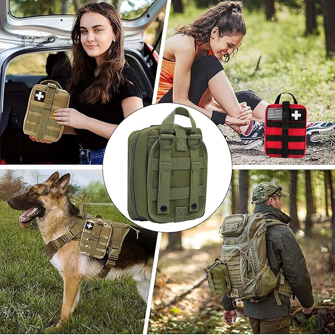 first aid kit bag empty Molle ifak pouch emt tactical medical pouch med rip away belt pouch small rescue tool pouches (OD)