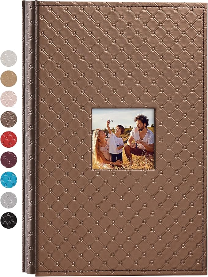 Mublalbum Small Photo Album 4x6 300 Photos Leather Cover Picture Book with Horizontal Pockets for Baby Wedding Anniversary and Family (Brown)