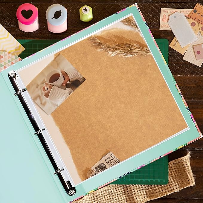 Performore 50 Pack of Scrapbook Refill Pages, 12.25" X 12.25" Clear Sheet Protectors for 3 Ring Binder, Plastic Sheet Sleeves, Top Loading Paper Protector, Archival Safe for Documents and Photo