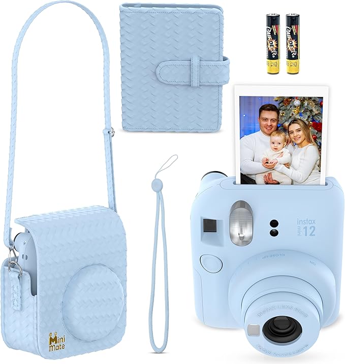 Fujifilm Instax Mini 12 Instant Camera Pastel Blue + Minimate Custom Designed Case + Fuji Instax Film 10 Sheets & Album