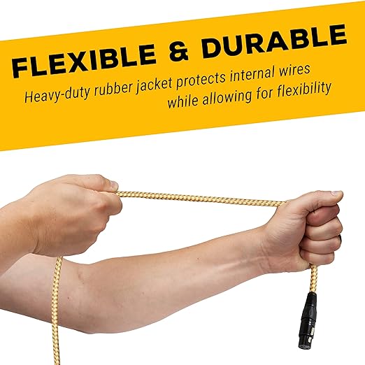 GLS Audio 15 Foot Mic Cable Balanced XLR Patch Cords XLR Male to XLR Female 15 FT Microphone Cables Brown Yellow Tweed Cloth Jacket - 15 Feet Mike P