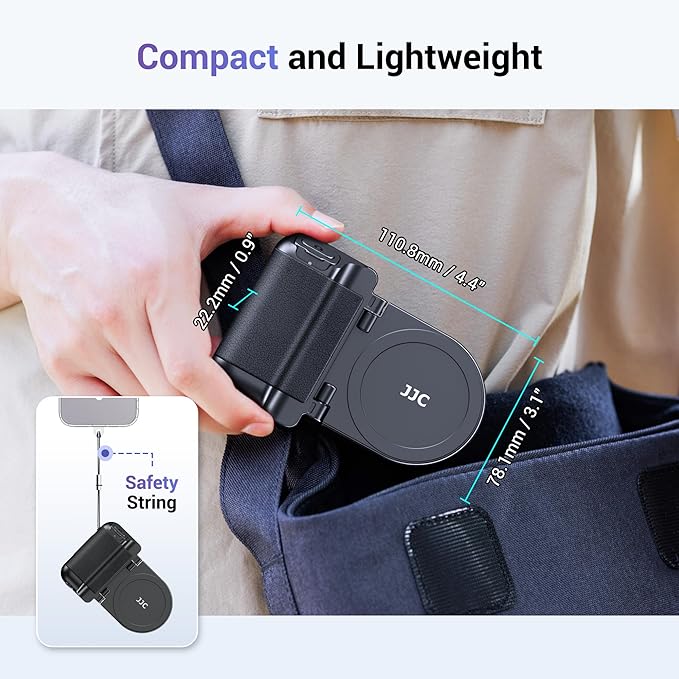 JJC Magnetic Phone Camera Grip Handle with Wireless Shutter Remote, Magsafe Camera Handle Bluetooth Bracket for iPhone Android Smartphone with 1/4” Tripod Screw for Video Photo Shooting (Black)