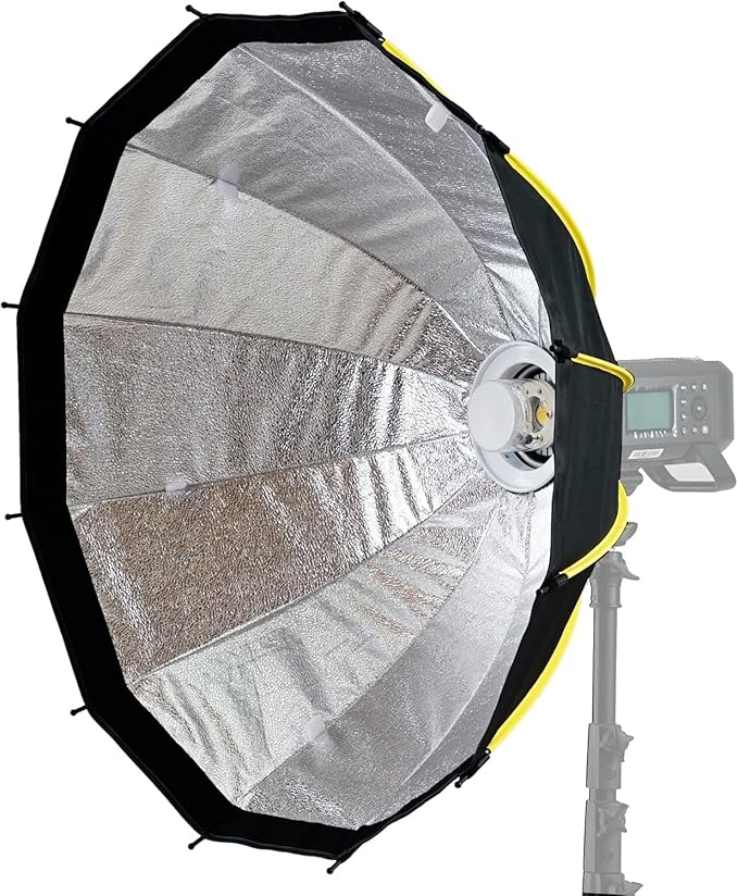 WELLMAKING 25.6inch/65cm Parabolic 16K Softbox Quick Set up and Folding, with Diffusers/Honeycomb Grid/Bag,Compatible with Bowens Mount Light for Portrait or Product Photography Studio Flash Monolight