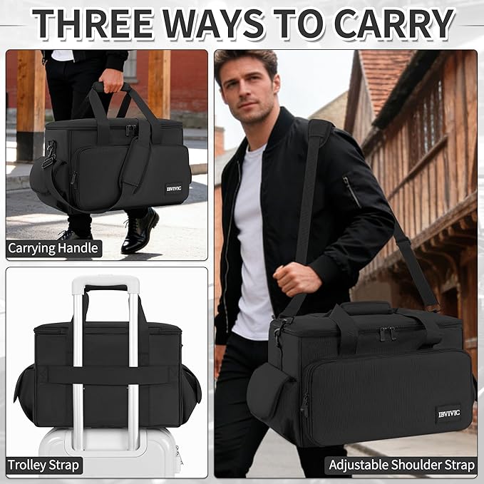 Cable File Bag With Adjustable Dividers Dj Gig Bag for Cables, Cords,DJ Gear,Sound Instrument and Accessories 16L x 11W x 12H inch Black