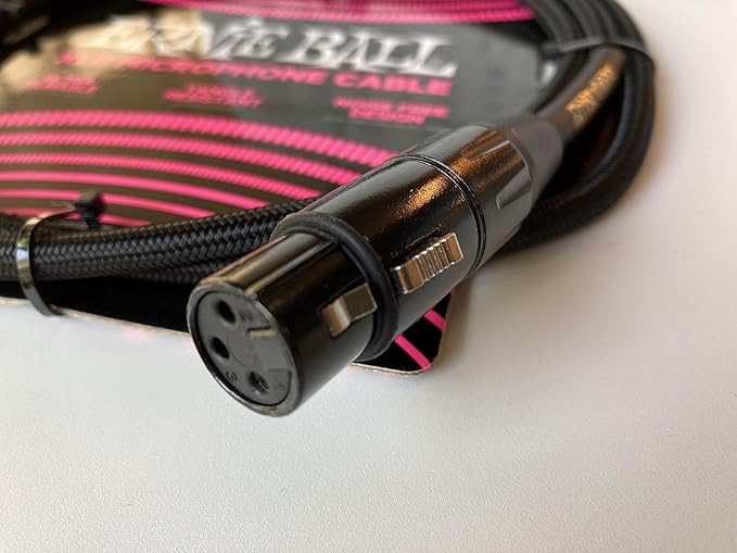 Ernie Ball Braided XLR Mircrophone Cable, 15ft, Black (P06391)