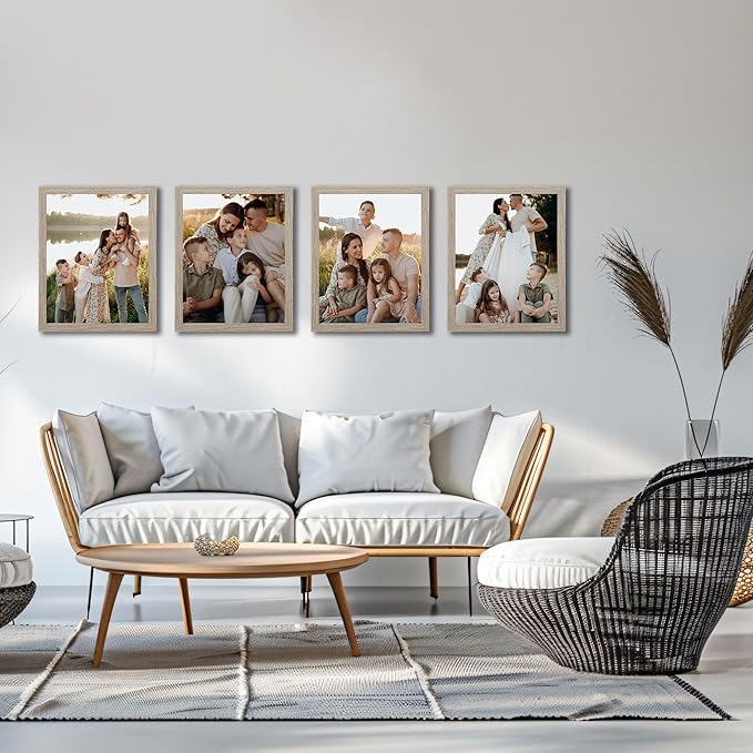kennethan 8x10 Picture Frame Gray Set of 4, Wooden Poster Frame for Tabletop and Wall Mounting Display for Home, Office,Gallery,Holiday with Photos, Posters, Puzzles