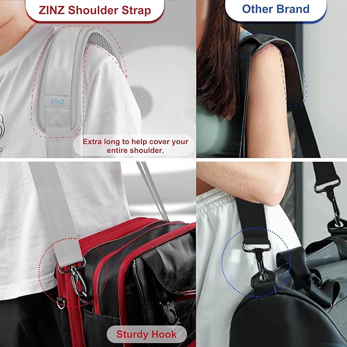 ZINZ 60" Universal Strap with Ultra-Thick Fixed Breathable Pad - Adjustable Heavy-Duty Shoulder Strap for Laptop, Crossbody, Luggage, Gym, Camera Bag and More - L01G01