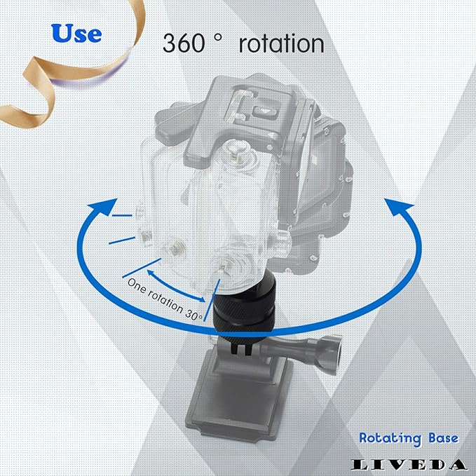 360 Degree Rotation Tripod Mount Adapter, Aluminum 1/4 inch 20 Camera Mount Adapter Compatible with GoPro 13/12 Black,Hero10/ 9/8/ 7/6/ 5/ Series,DJI, XiaoYi and Other Standard 1/4 Accessories