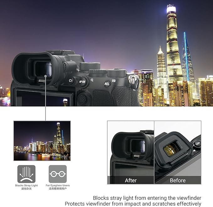 Soft FDA-EP19L Eyecup Eye Cup Viewfinder Cover for Sony A7V A7 V A7IV A7 IV A7RV A7R V A7R5 A7S III A7SIII A7S3 A9III A9 III A1 Alpha 1 Cameras, Long Extended Rubber Eyepiece Replace Sony FDA-EP19L