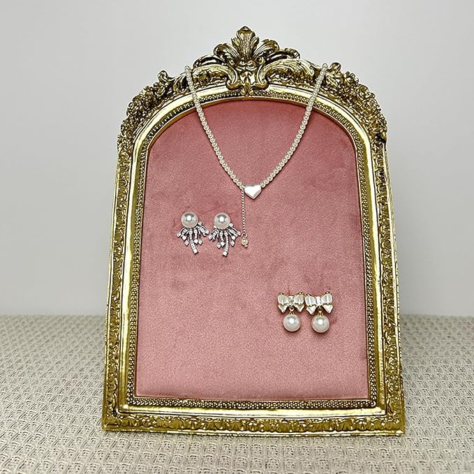 Vintage Styles Jewelry Display Stand Photo Frame Earring Necklace Holder Flannel Lining Resin Structure Home Shop Decors