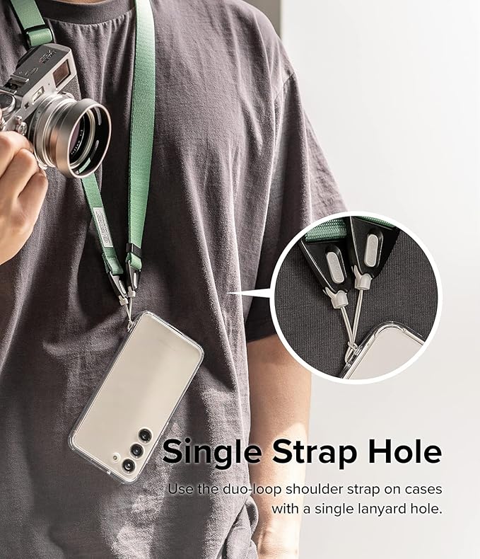 Ringke Shoulder Strap for Camera and Phone Strap, Designed for iPhone 17 Case, Adjustable Sturdy Universal Crossbody Lanyard - Forest