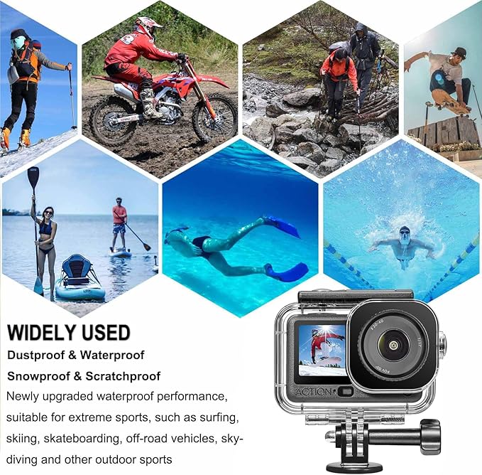 BO&DQQ Underwater Waterproof Case Compatible with DJI Osmo Action 6 Camera, 196FT/60M Dive Diving Housing Cover Shell with Camera Handle Mount Accessories Kit
