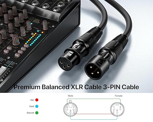 XLR Cables 2 Ft 4 Packs - Male to Female Microphone Cable with 3-Pin Balanced Shielded XLR Speaker Cables Mic Cable
