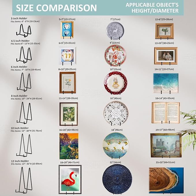Plate Holder Easel Display Stand - 3 inch Metal Plate Stands for Display - Tabletop Picture Stand - Black Iron Easels for Display Pictures | Photo Frames | Book | Decorative Plates | Plaque - 1 Pack