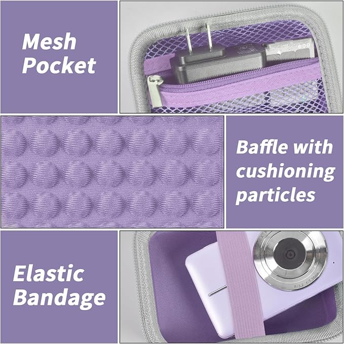 Digital Camera Case for CAMKORY/for Kodak Pixpro/for VAHOIALD/for Sony DSCW800 830/ for Canon PowerShot 180 190. Kids Vlogging Cameras Storage Holder for Accessories (Box Only)-Purple