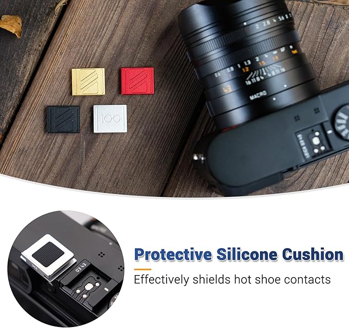 JJC Hot Shoe Cover for Leica Q3 43, Q3, Q2 Digital Camera, Aluminum Alloy Silver Shoe Mount Protective Cap with Bottom Silicone Pad, Full-Coverage Design Reduces Collisions & Scratches, Dustproof