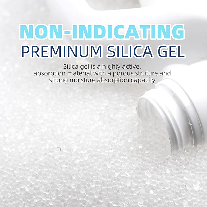 37.5LBS Pure White Silica Gel Desiccant Beads, 1-3mm Reusable Silica Beads, Moisture Absorber