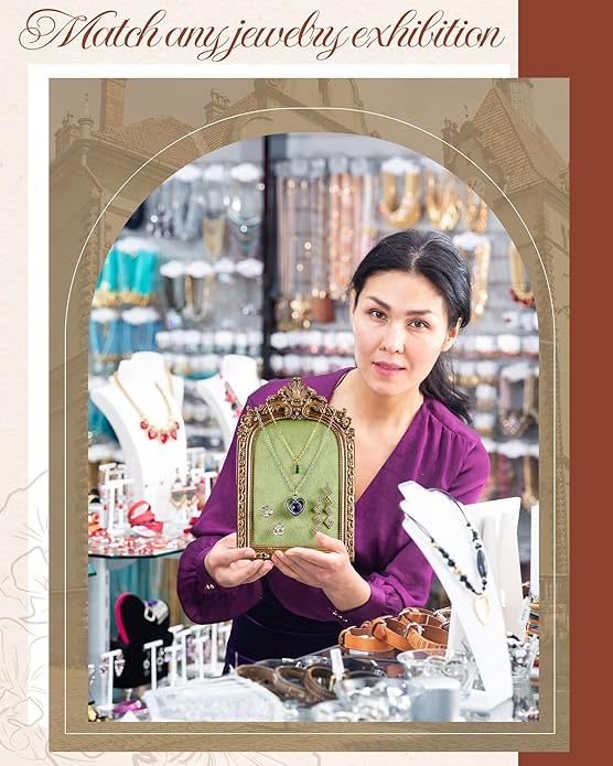 Jewelry Display Stand Vintage Necklace Organizer Ring Holder Earring Tray Resin Jewelry Photography Props Frame with Velvet Backing for Gifts