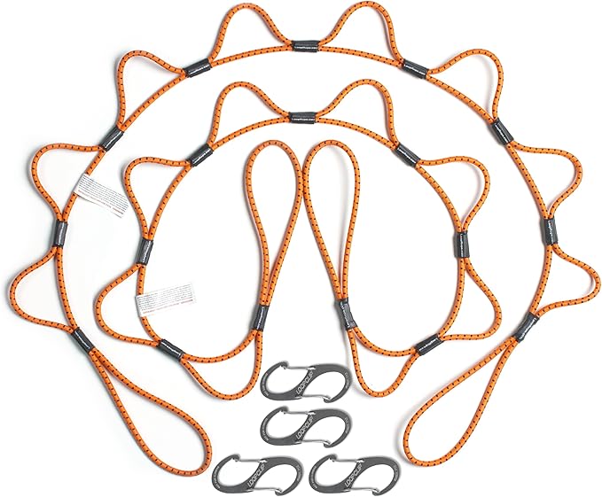 LoopRope | Bungee Cord with Hooks Tie Down System | Adjustable Cargo Strap | Knot Free | Truck, RV, ATV, Camping,Outdoor Accessory, Multipurpose | Loop, Clip and Go | 2 Carabiners | 5 Feet