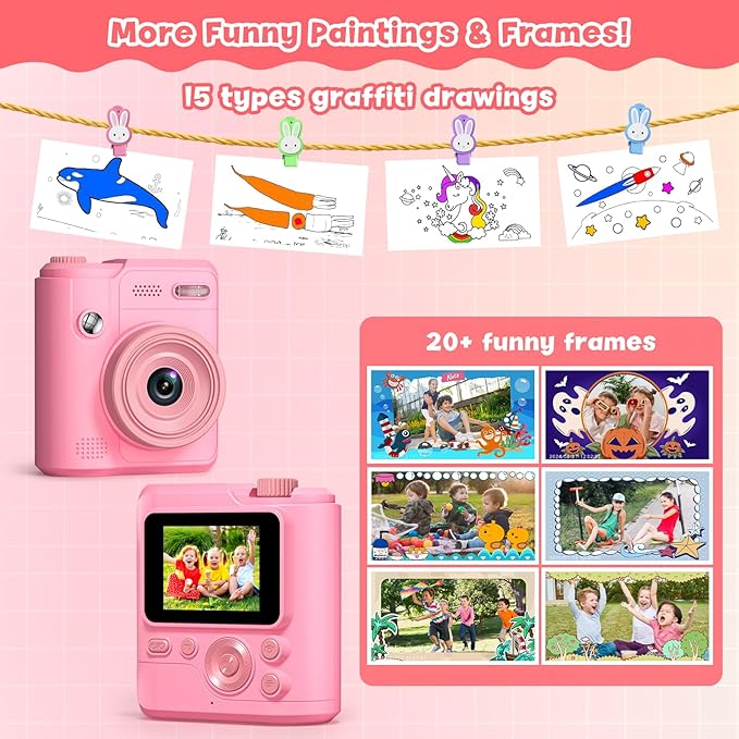 Kids Camera Gifts for Girls Boys - Christmas Birthday Xmas Gift for Girl Boy Age 3 4 5 6 7 8 9 10 11 12 Year Old - Instant Print Digital Toys Ages 3-5 6-8 8-12 Years Olds - Toddler Learning Kid Toy