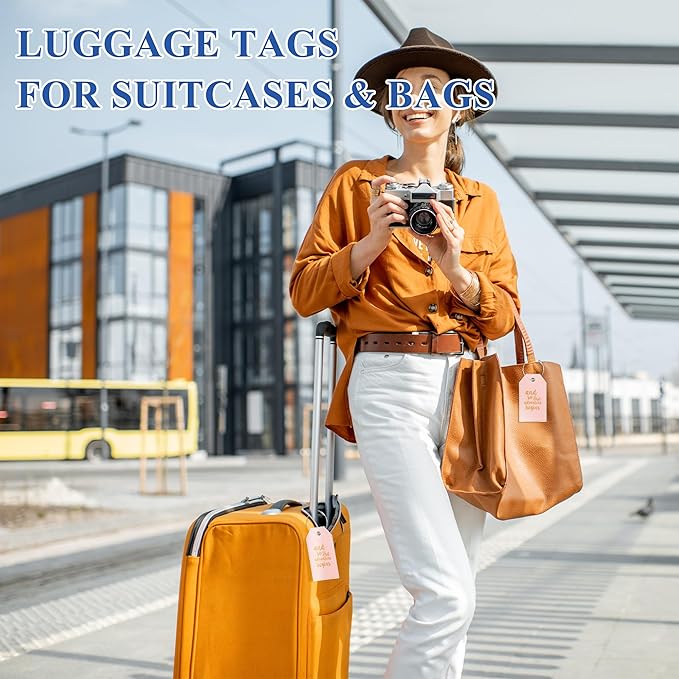 4 Pack Luggage Tag, Personalized Luggage Tags for Suitcases, Cute Bag Tags for Backpacks Handbag School Instrument with Name ID Label Travel Essentials, Unique Fun Baggage Tags
