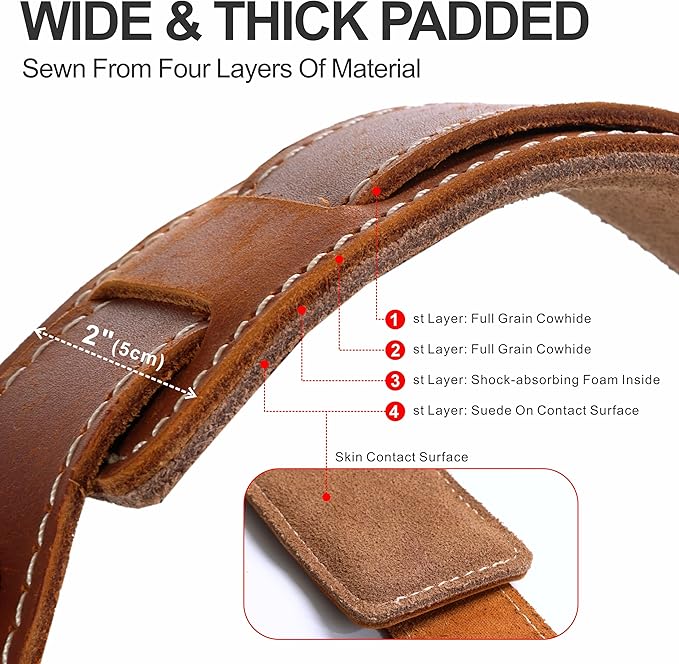 Padwa Lifestyle Tan Dual Camera Harness Strap with Padded for Two Cameras - Dual Shoulder Full Grain Leather Harness,Multi Camera Gear for DSLR/SLR Strap,Double Camera Harness for Photographers