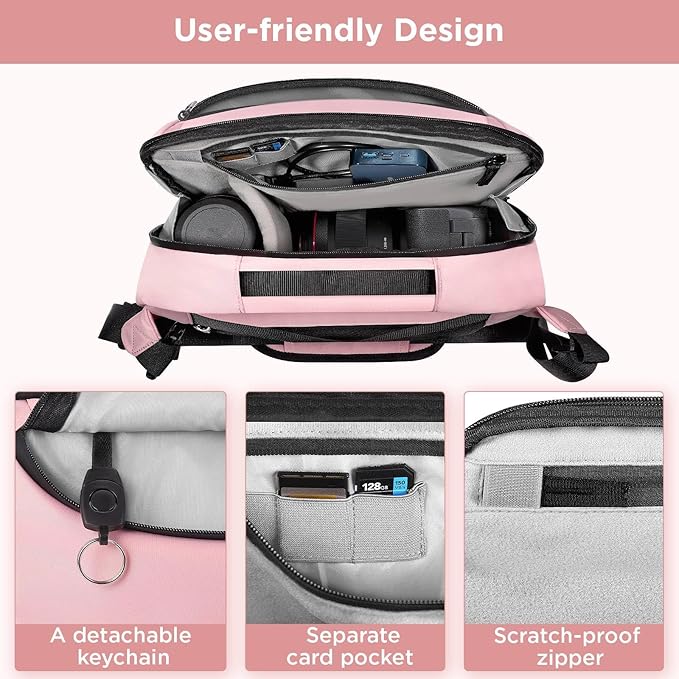 TAAOKA Camera Sling Bag,Waterproof Camera Case with Tripod Holder,Lightweight DSLR/SLR/Mirrorless Camera Bags Crossbody for photographers-Pink