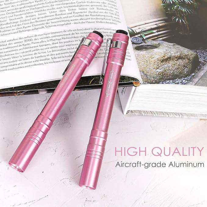 FASTPRO 6-Pack Pen Light, Aluminum LED Penlights with Batteries Included, Pocket Pen Flashlight with Clip for Inspections, Repairs, Camping and Emergencies, Pink