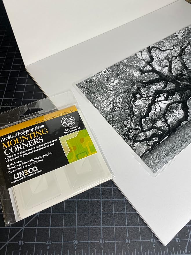 Lineco Archival Polypropylene Mounting Corners, Self Adhesive Clear Photo Corners, Acid-Free, 1.25 Inches, Mounting Artwork, Photographs, Documents.