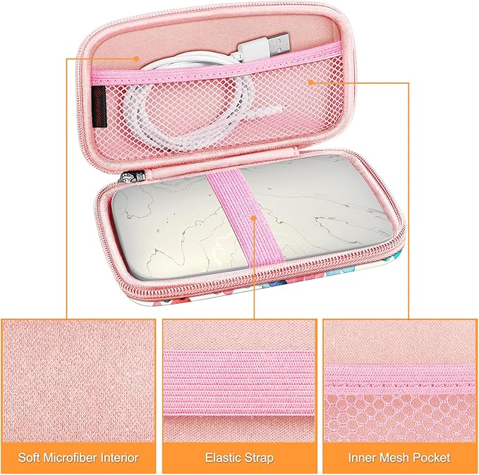 FINTIE Case for HP Sprocket Select/Sprocket Plus Smartphone Printer, Canon Ivy Mini/CLIQ 2/CLIQ+2 Instant Camera - Shockproof Hard Shell Carrying Case, Raining Hearts