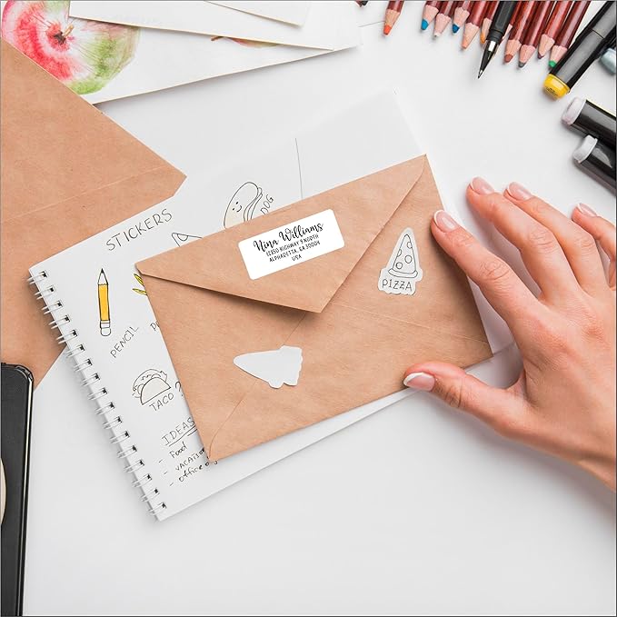 Personalized Return Address Labels - White Custom Printed Name and Home Address Stickers for Wedding, Personal and Business (250, Joyful Script)