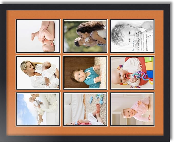 Art to Frames Double-Multimat-1049-712/89-FRBW26079 Collage Photo Frame Double Mat with 9-6x8 Openings and Satin Black Frame