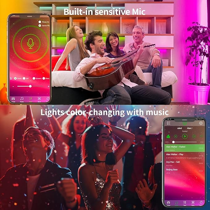 KSIPZE 200ft (2x100ft) Led Strip Lights RGB Music Sync Color Changing Bluetooth Led Lights with Smart App Control Remote Led Lights for Bedroom Room Lighting Flexible Home Décor