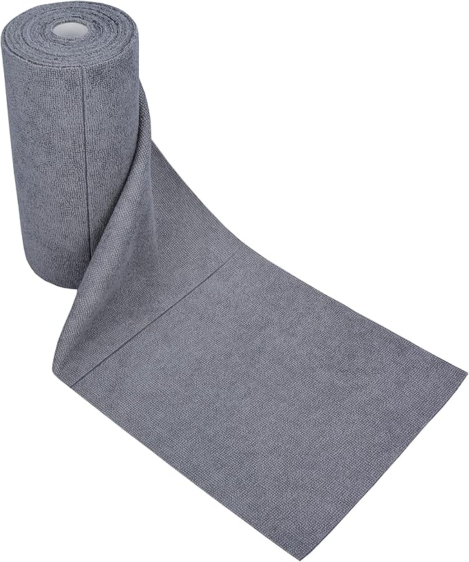 Microfiber Cleaning Cloths Roll 50-Pack Reusable Paper Towels for Car Wash Supplies Ultra Absorbent Kitchen Dish Rags House Window Cleaning Cloths Lint Free Tear Away (Dark Gray)