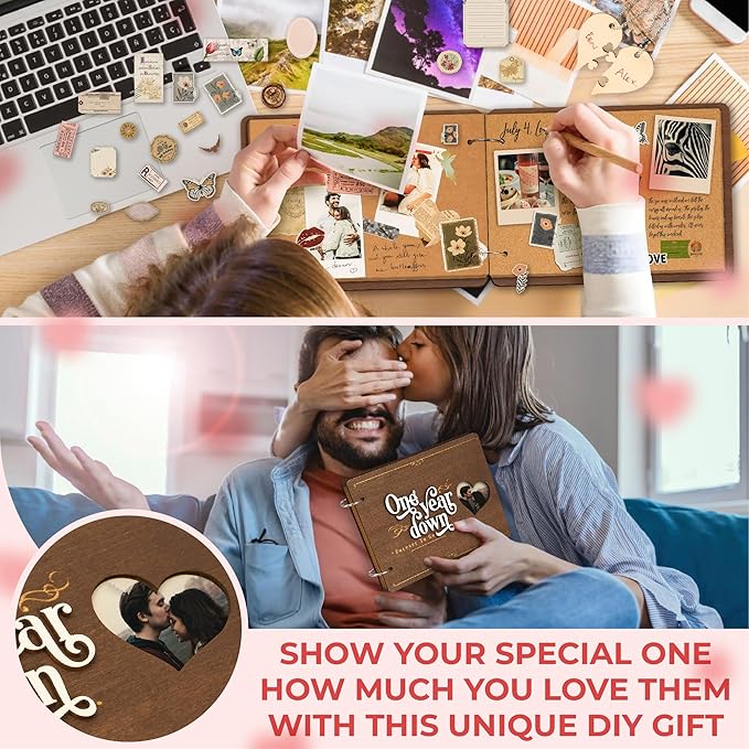 Stofinity 1 Year Anniversary Boyfriend Gifts - One Year Dating Gifts For Her Girlfriend, 1 Year Anniversary Scrapbook, 1st Wedding Gift