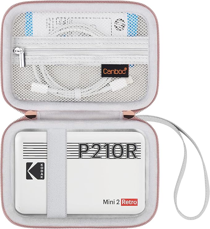 Canboc Carrying Case for KODAK Mini 2 Retro 4PASS Portable Photo Printer/KODAK Mini Shot 2 Retro 4PASS 2-in-1 Instant Digital Camera, Mesh Bag fits Photo Paper and Cable, White