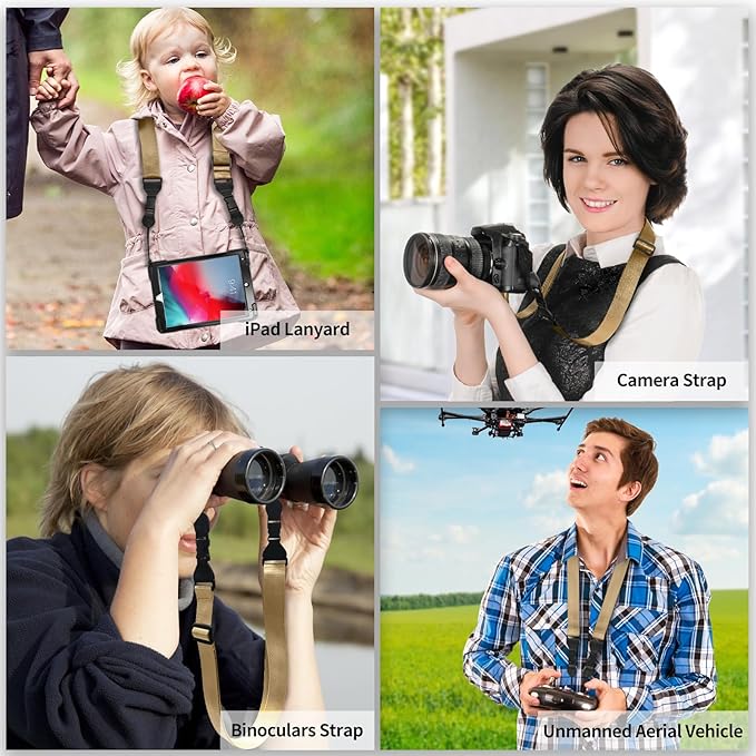 Adjustable Shoulder Strap, Nylon Camera Strap, Comfortable Neck Strap for iPad, Cellphone Tablet, Camera, Laptop, Binocular, Luggage Bag (Light Khaki Universal Lanyard)