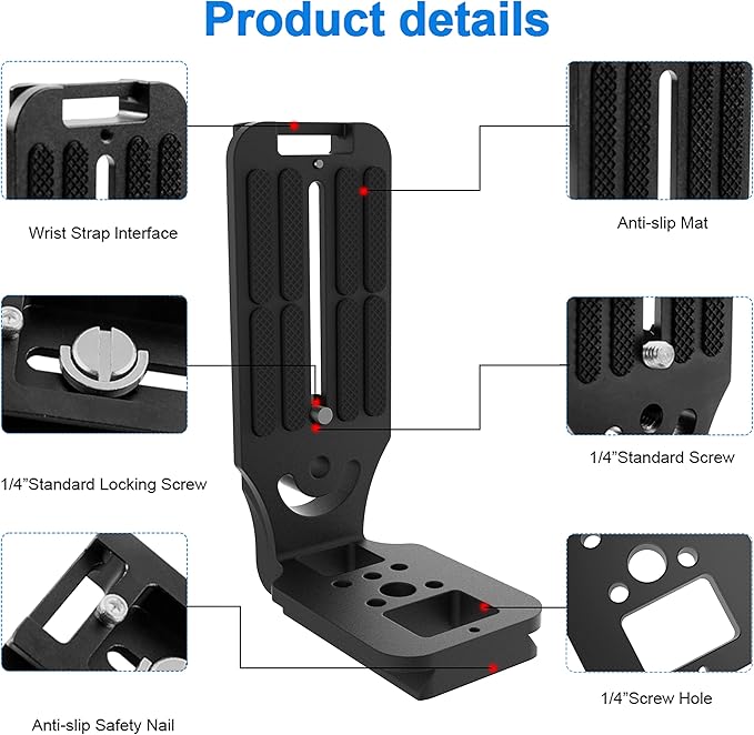 (Real Single One) DSLR Camera L Bracket Quick Release Plate Vertical Horizontal Switching Tripod Compatible with Canon Nikon Sony DJI Ronin Zhiyun Stabilizer Tripod Monopod Can't fit Manfrotto