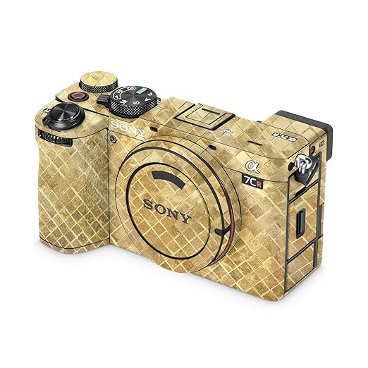 Glossy Glitter Camera Skin Compatible with Sony Alpha 7CR Camera (2023) - Gold Tiles - Premium 3M Vinyl Protective Wrap Decal Cover - Easy to Apply | Crafted in The USA by MightySkins
