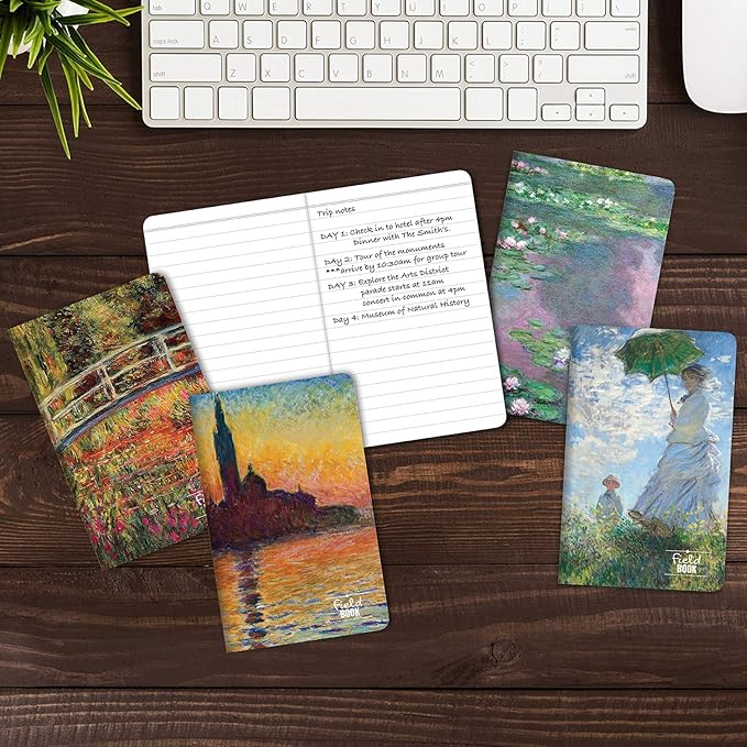 Elan Publishing Company Field Notebook - 3.5"x5.5" - MONET Patterns - Lined Memo Book - Pack of 5
