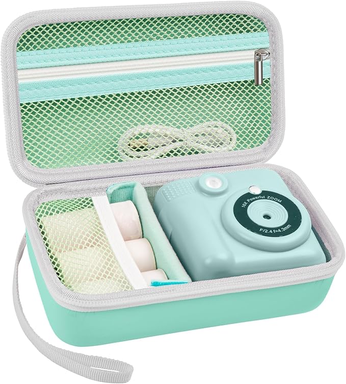Case Compatible with ESOXOFFORE for Dylanto for Anchioo for WEEFUN for GKTZ for Amzelas for Mafiti Instant Print Camera for Kids, Film Camera Storage Holder Organizer Bag (Box Only)- Mint Green