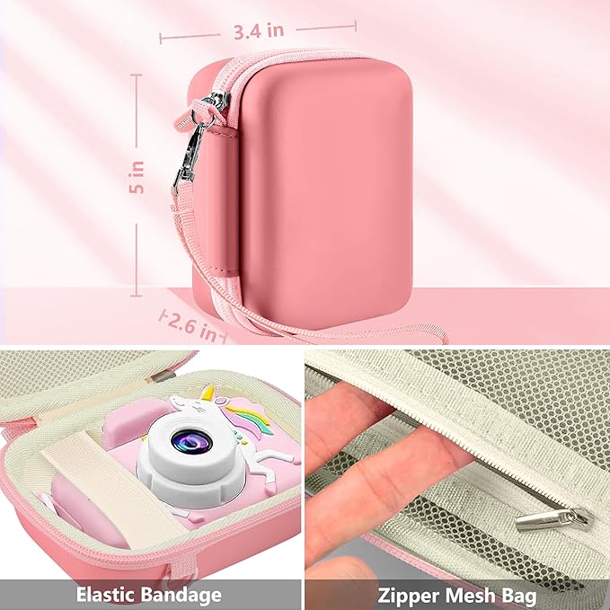 Leayjeen Kids Camera Case Compatible with Goopow/Mgaolo/CIMELR/Seckton/OZMI/Dylanto Kids Camera Toys, Christmas Birthday Gifts for Girls for Girls Boys(Case Only) Pink