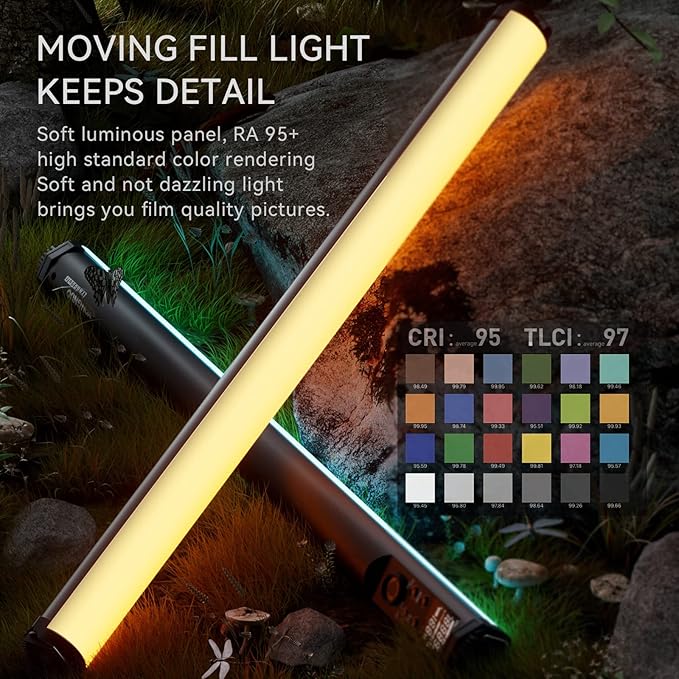 Yongnuo YN100 Soft LED Video Light, 30W 39" Handheld Wand Light, RGB Full Color 2000K-10000K, CRI95+ APP Remote Control for Studio, 31 Scene Effects Stick Light for Video and Photography