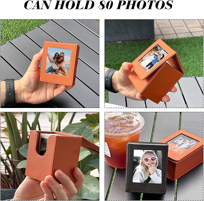 WOGOZAN Picture Holder Case for Fujifilm Instax Link Square SQ40 SQ1 SQ6 SQ10 SQ20 SP-3 Instant 2.9x3.4 Inches Film Camera Accessories Photo Pouch Protection Case Can Hold 80 Films (Only One)- Brown