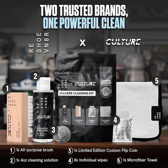 RESHOEVN8R Shoe Cleaner Kit and Sneaker Cleaner Sets - Cleaning Kit Solution for Sneakers, Mesh, Canvas, Suede, Knit, Leather