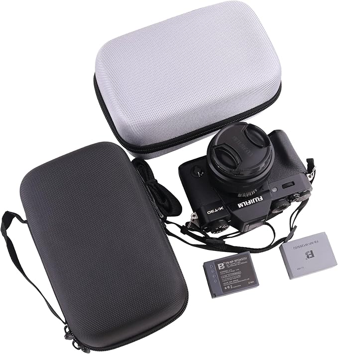 JINMEI Hard EVA Carrying Case Compatible with Compatible with Fujifilm X-T50,X-T5,X-T30 II, X-T30, X-T10, X-T20 Mirrorless Digital Camera storage box(Fits 15-45mm Lenses) (black)