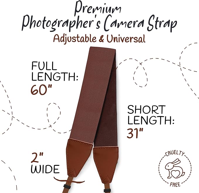 Art Tribute Camera Strap for All DSLR and Mirrorless Cameras. Add Your Name Or Initials Make It a Personalized Gift